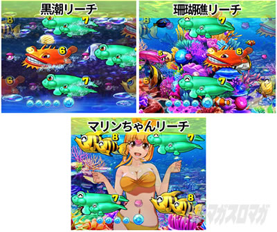 沖縄6 海モード中 リーチ演出