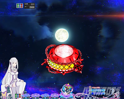 白鯨チャレンジ予告 (赤ボタン) リーチ前予告 e Re:ゼロから始める異世界生活 鬼がかり2