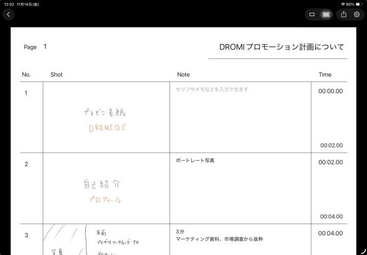 ストーリーボード表示でメモを活用するイメージ