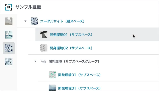 組織内で親スペースやサブスペースを作成